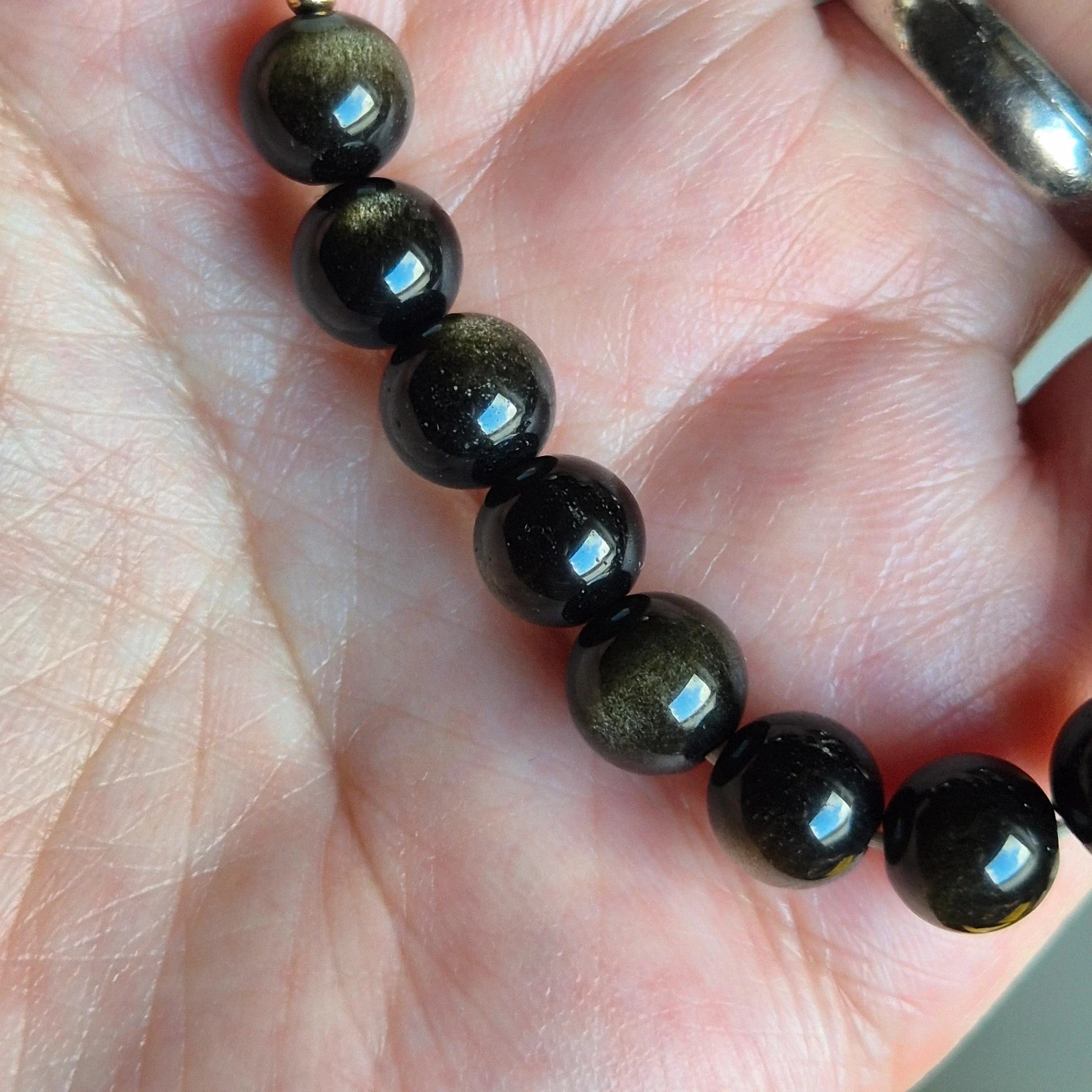 Natuurlijke gouden Obsidian hartvormige en kralenvormige armband – photo 6